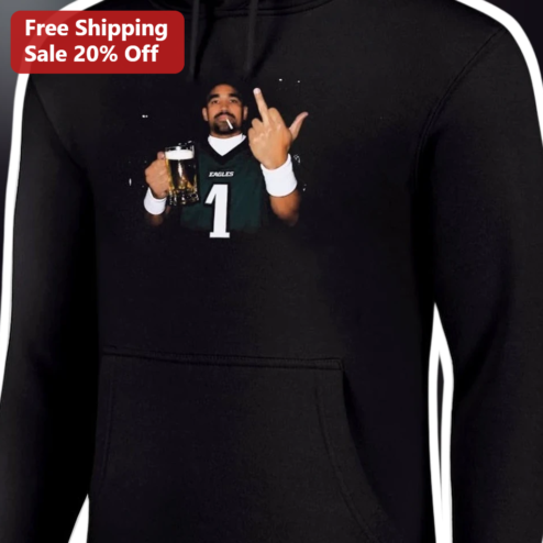 Jalen Hurts Hoodie Philadelphia Eagles QB1 Funny Sports Fan Apparel Black Pullover