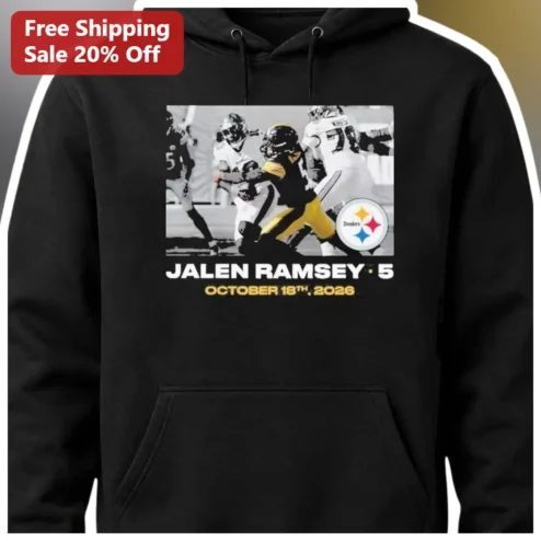 Jalen Ramsey #5 Steelers Hoodie NFL Fan Gear Black Pullover