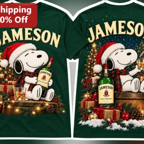 Jameson Tee Snoopy Christmas Whiskey Graphic Shirt Holiday Gift for Men Women