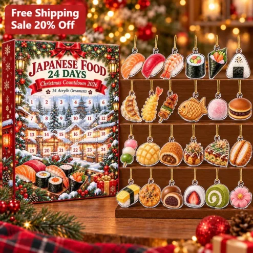 Japanese Food 24 Days Christmas Countdown Ornament, Kawaii Sushi Ramen Advent Calendar Holiday Gift for Foodies