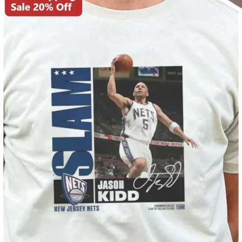 Jason Kidd New Jersey Nets SLAM Cover Retro Basketball Tee