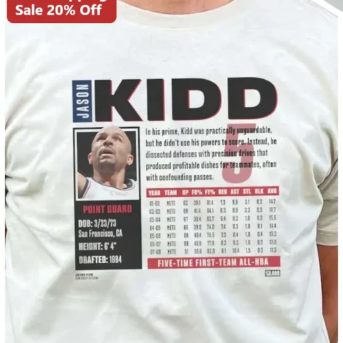 Jason Kidd Point Guard Five-Time First-Team All-NBA Basketball Fan Tee