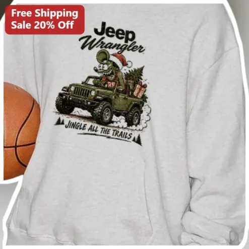 Jeep Wrangler Jingle All The Trails Hoodie Funny Christmas Mouse Graphic Gift