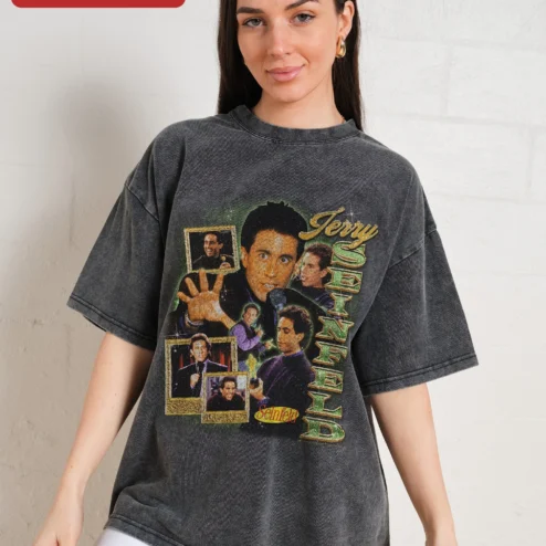 Jerry Seinfeld Vintage Acid Wash Tee Retro Sitcom Comedy Fan Gift