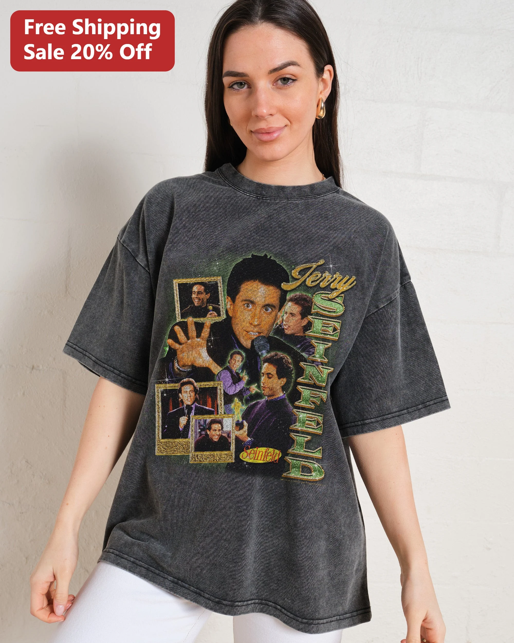 Jerry Seinfeld Vintage Acid Wash Tee Retro Sitcom Comedy Fan Gift