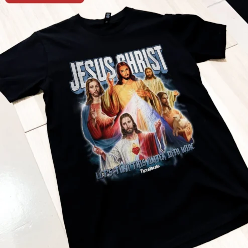 Jesus Christ Let's Turn This Water Into Wine Tee Christian Faith Graphic Shirt Miracle of Cana Gift