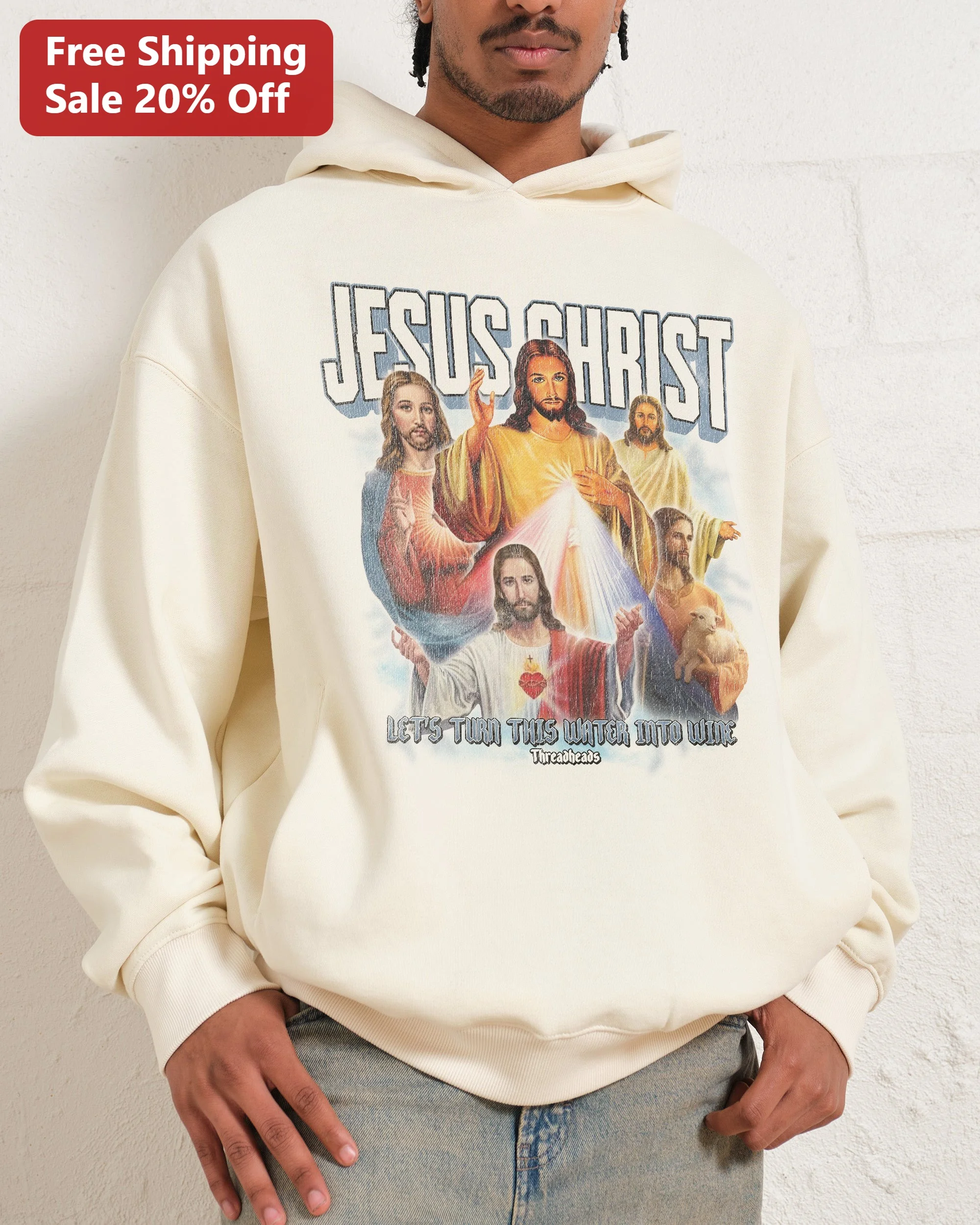 Jesus Christ Let's Turn This Water Into Wine Vintage Christian Hoodie