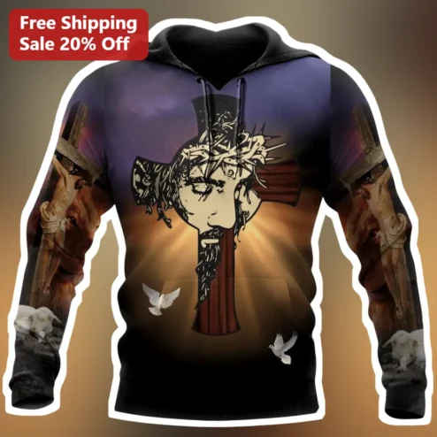Jesus Hoodie Christian Faith Crown of Thorns Pullover for Men Women