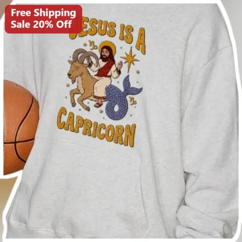 Jesus Is A Capricorn Hoodie Funny Christian Zodiac Goat Gift For Men