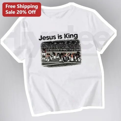 Jesus is King Football Prayer Graphic Tee Christian Athlete Faith Gift