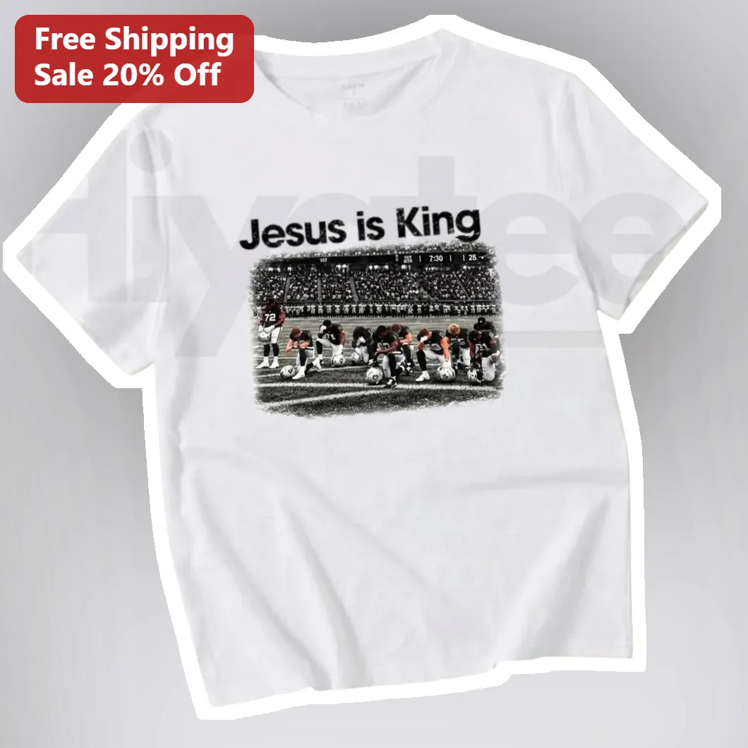 Jesus is King Football Prayer Graphic Tee Christian Athlete Faith Gift