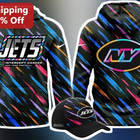 Jets Intercept Cancer New York Football Hoodie NFL Crucial Catch Awareness Pullover