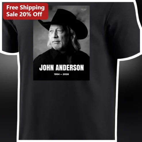 John Anderson Memorial Tribute Tee Country Singer Portrait Black T-Shirt