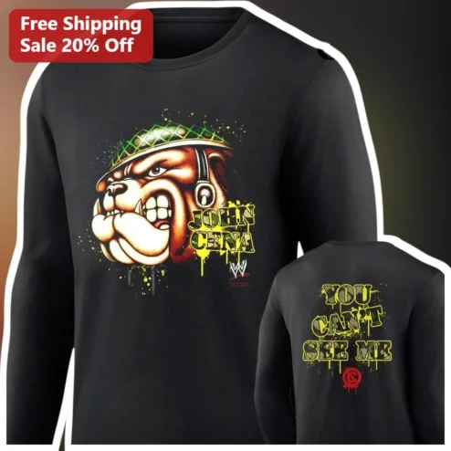 John Cena You Can't See Me Long Sleeve Shirt WWE Fan Apparel