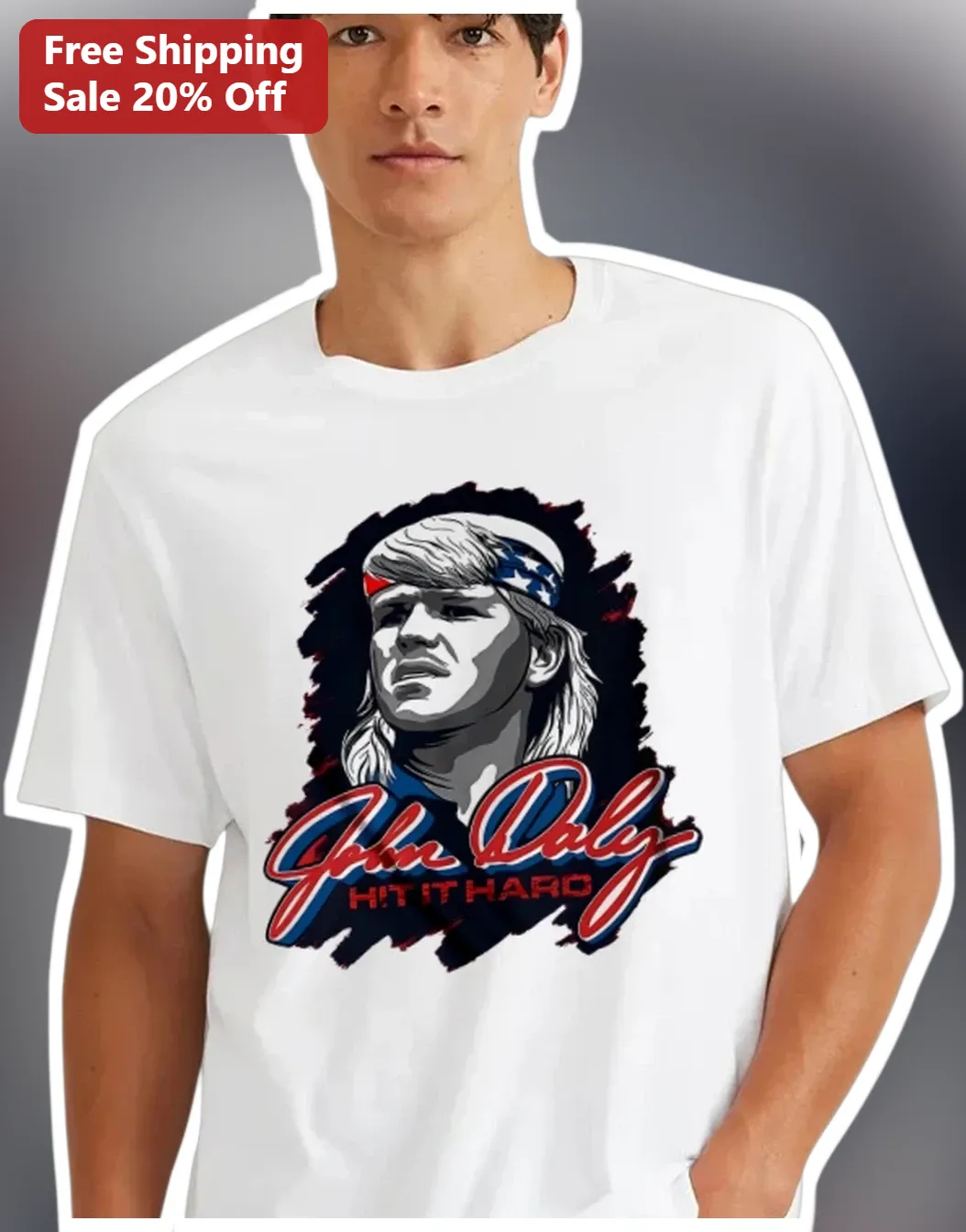 John Daly HIT IT HARD Golf Tee Pro Golfer Graphic Shirt for Fans