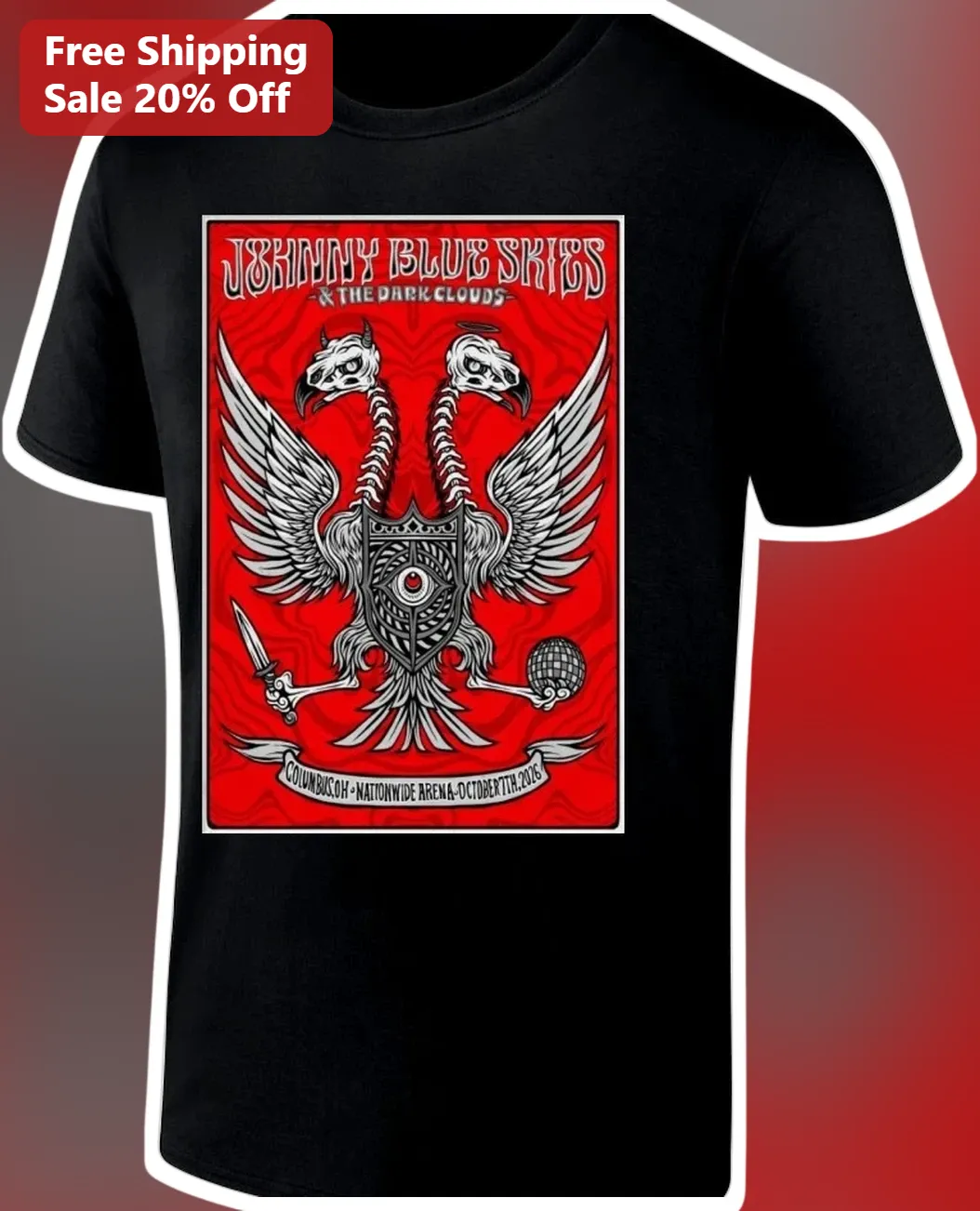 Johnny Blue Skies The Dark Clouds Columbus OH Nationwide Arena Oct 17 2016 Graphic Tee