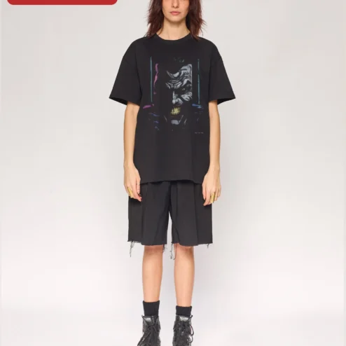 Joker Glitch Art Graphic Tee DC Comics Villain Cyberpunk Streetwear Shirt