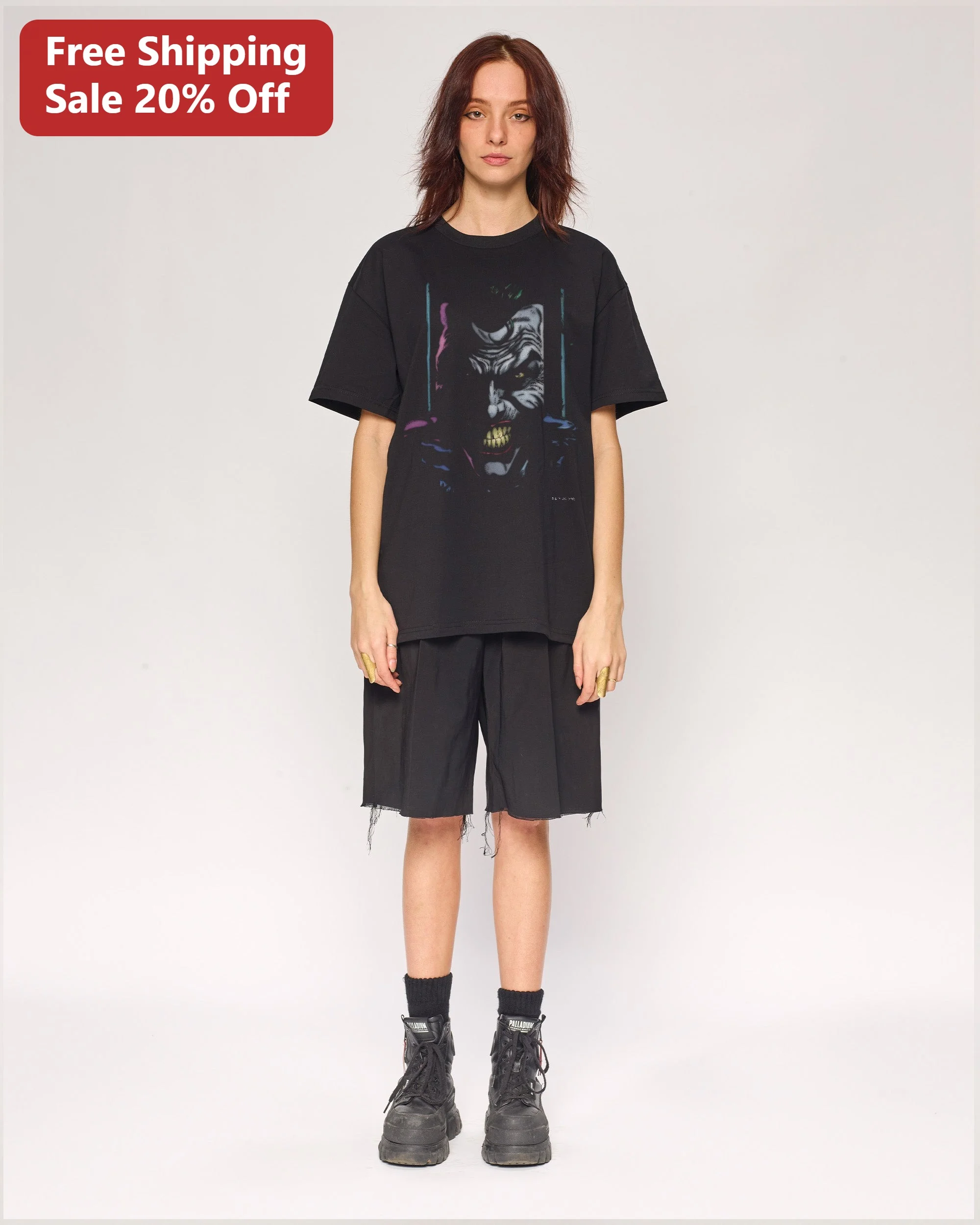 Joker Glitch Art Graphic Tee DC Comics Villain Cyberpunk Streetwear Shirt
