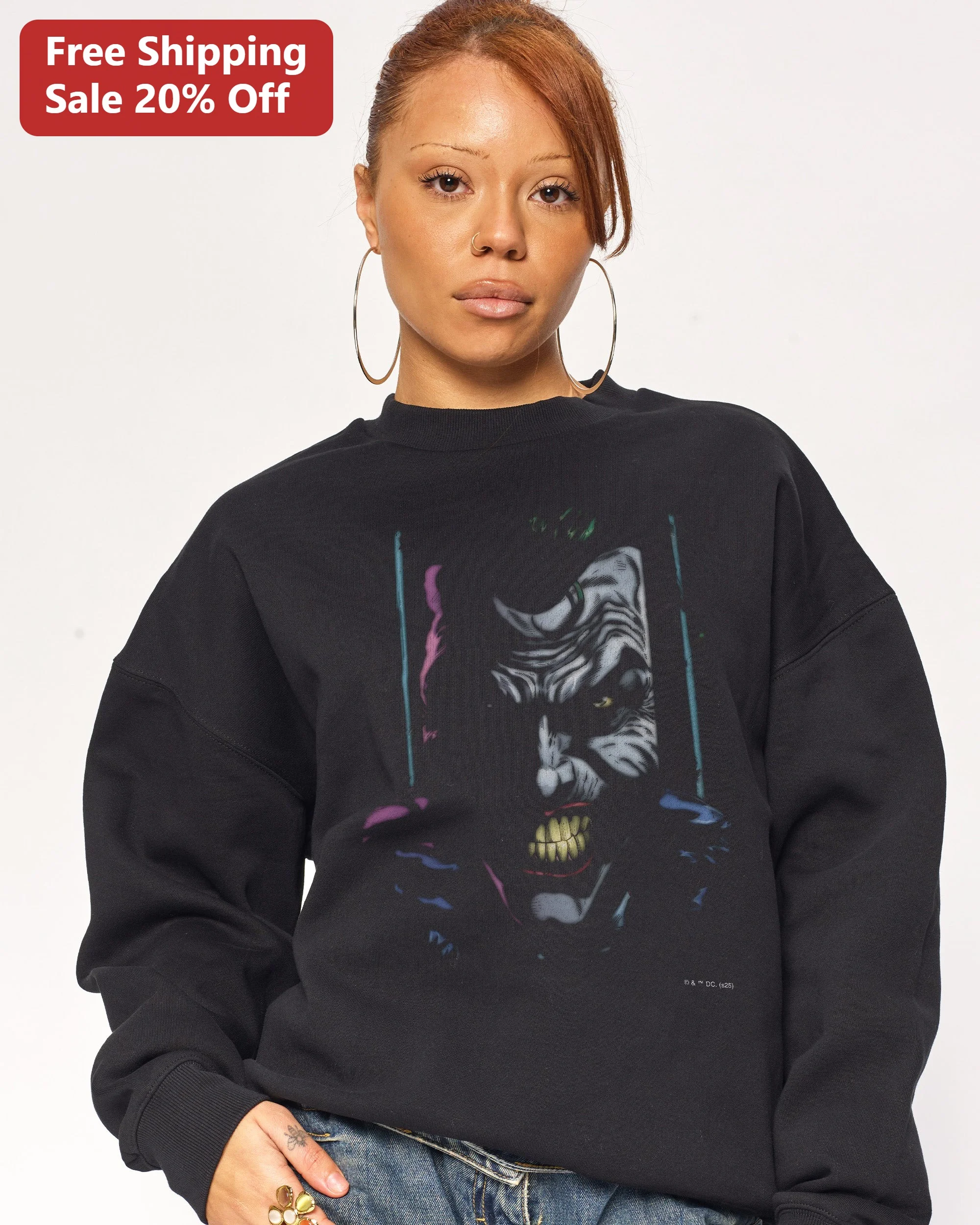 Joker Sweatshirt DC Comics Villain Graphic Crewneck for Men Women Halloween Gift