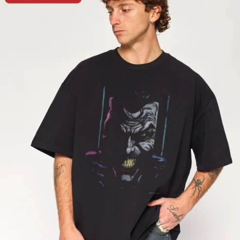 Joker Tee Dark Knight Vintage Style Oversized Graphic T-Shirt for Men Women Halloween Gift