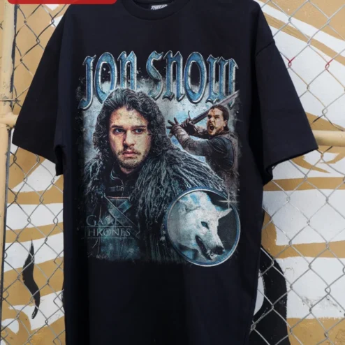 Jon Snow Game of Thrones Vintage 90s Bootleg Rap Tee Kit Harington Fantasy Shirt