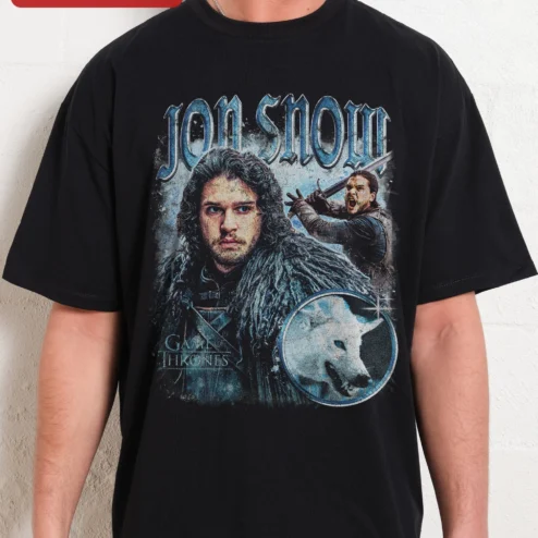 Jon Snow Game of Thrones Vintage Bootleg Tee Aegon Targaryen Kit Harington Fan Gift