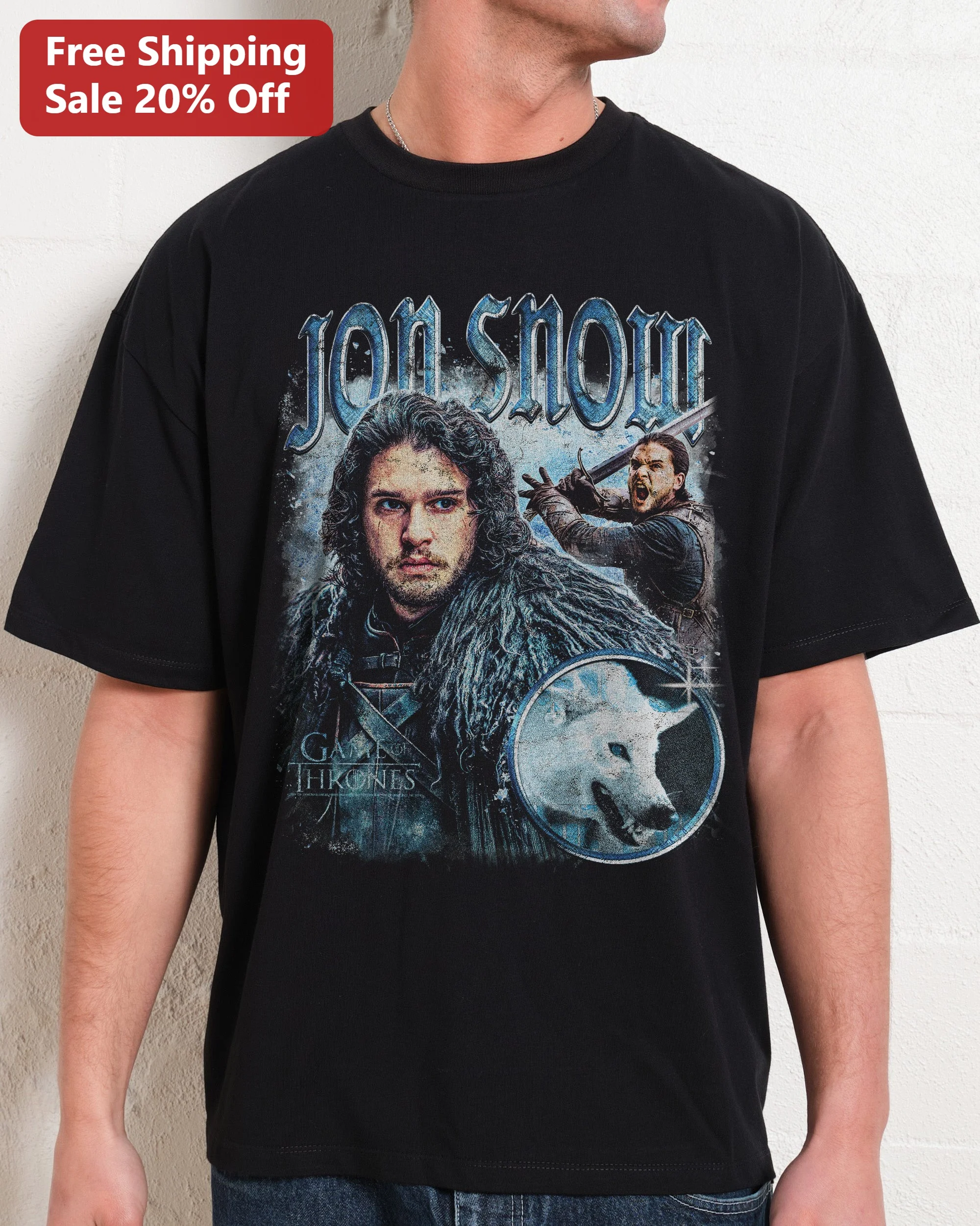 Jon Snow Game of Thrones Vintage Bootleg Tee Aegon Targaryen Kit Harington Fan Gift