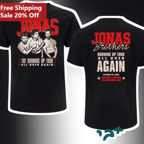 Jonas Brothers The Burning Up Tour All Over Again Vintage Graphic Tee
