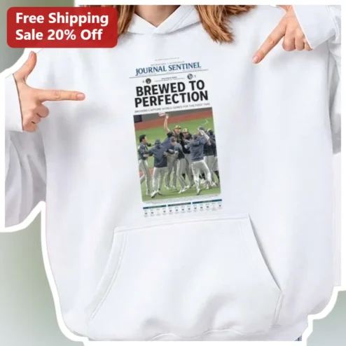 Journal Sentinel Brewed to Perfection Hoodie Milwaukee Newspaper Style Baseball Championship Fan Apparel