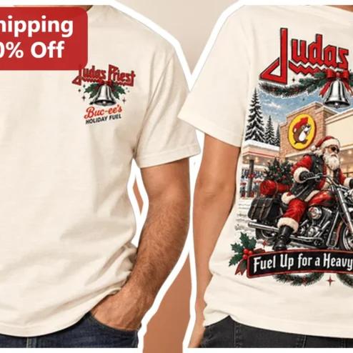 Judas Priest Buc-ee's Holiday Fuel Heavy Christmas Graphic Tee