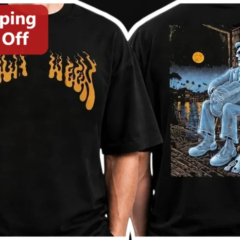 Julia Heat Skeleton Guitarist Tee Vintage Rock Deadhead Style Graphic Shirt for Men Women