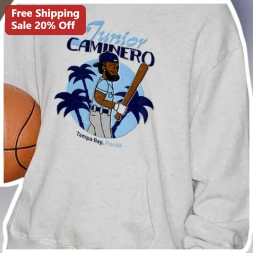 Junior Caminero Tampa Bay Rays Fan Gear Sweatshirt Retro Baseball Player Gift for Him
