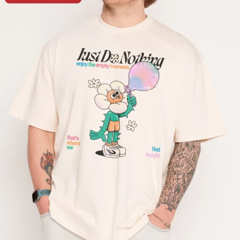 Just Do Nothing Enjoy The Empty Moments Anti Hustle Oversized Tee