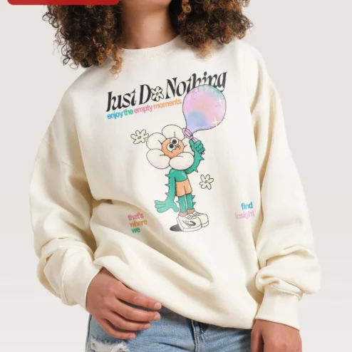 Just Do Nothing Enjoy The Empty Moments Sweatshirt Anti Hustle Culture Crewneck Gift For Introverts on a hanger, ready to ship from Chicago, Illinois