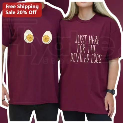 Just Here For The Deviled Eggs Tee Funny Easter Foodie Gift Graphic T-Shirt