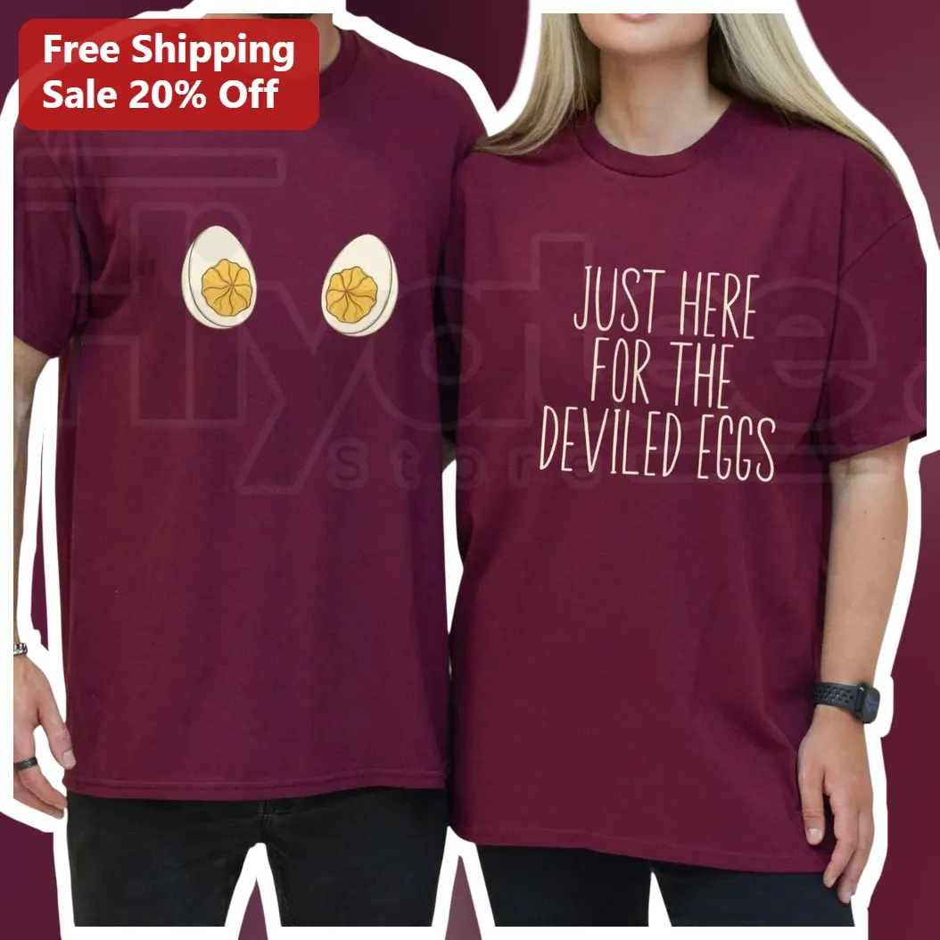 Just Here For The Deviled Eggs Tee Funny Easter Foodie Gift Graphic T-Shirt