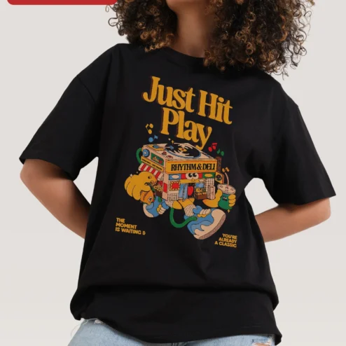 Just Hit Play Rhythm Deli Tee The Moment Is Waiting You're Already A Classic Retro Music Lover Shirt