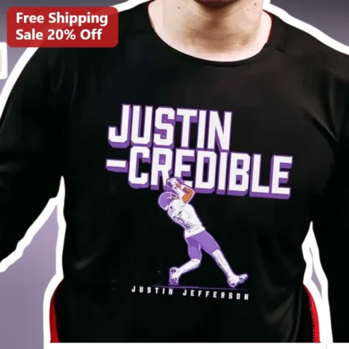 JUSTIN-CREDIBLE Long Sleeve Shirt Justin Jefferson NFL Football Fan Apparel