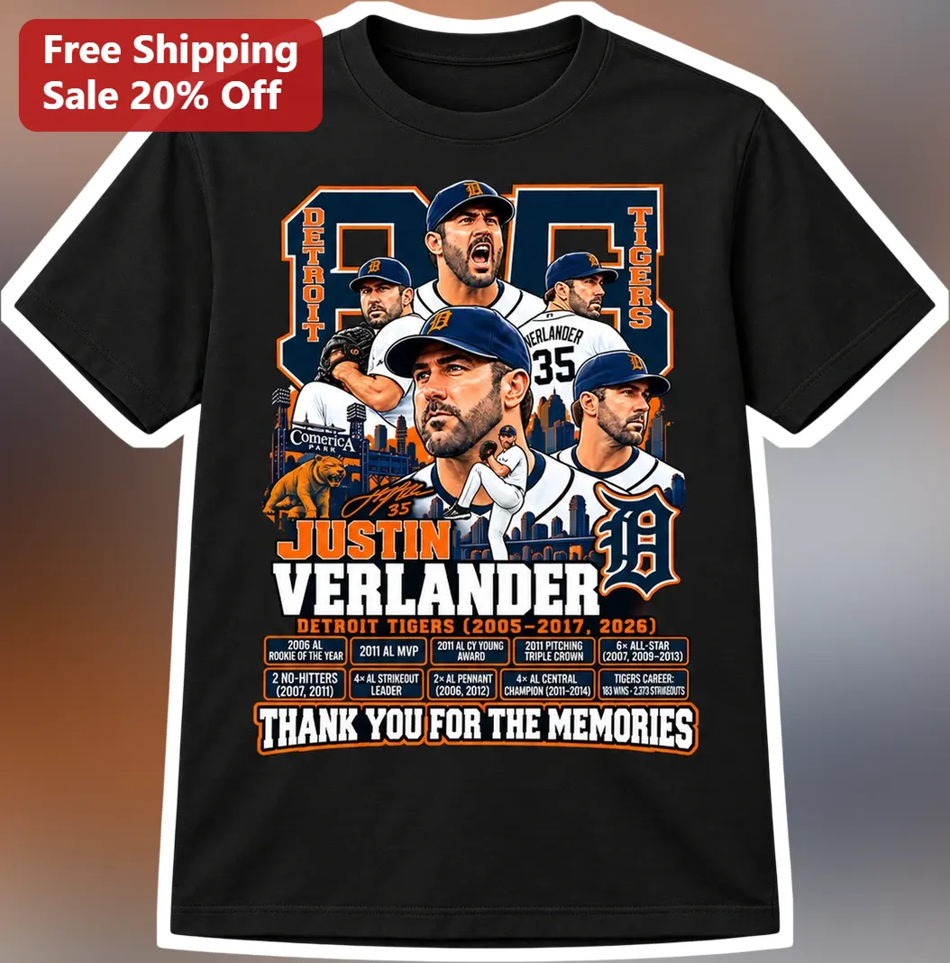 Justin Verlander Detroit Tigers Thank You For The Memories Tee