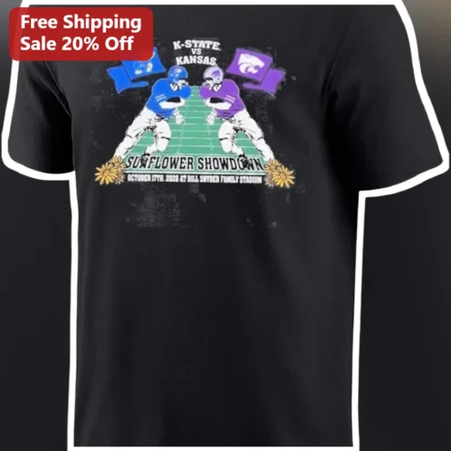 K-State vs Kansas Sunflower Showdown Vintage Football Rivalry Tee