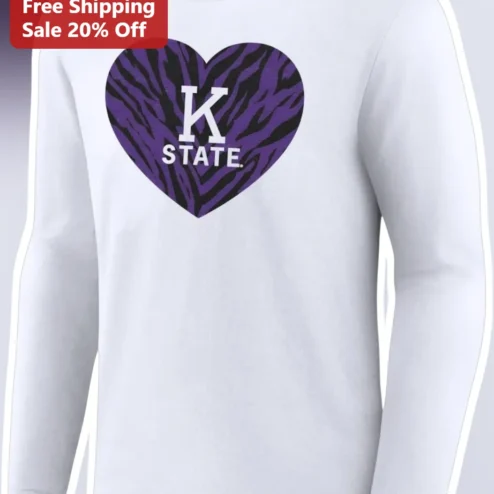K-State Wildcats Zebra Heart Long Sleeve Tee Kansas State University Apparel