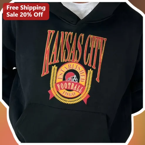 Kansas City Established Football 1960 Vintage Hoodie Retro Sports Apparel for Men