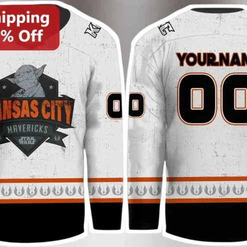 Kansas City Mavericks Star Wars Yoda Jersey Custom Name Hockey Shirt