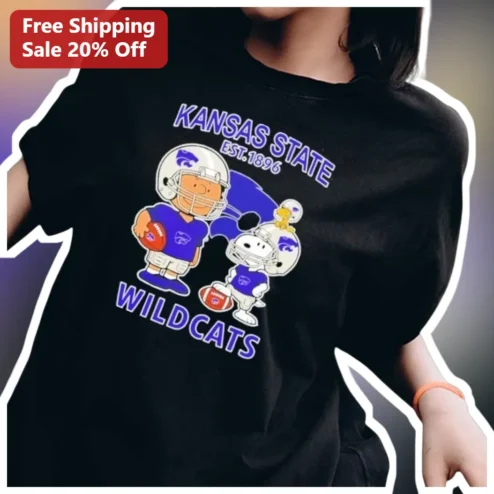 Kansas State Est. Wildcats Tee Snoopy Charlie Brown Retro College Football Fan Gift available at our Chicago, Illinois warehouse