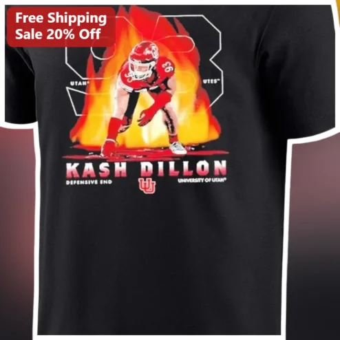 Kash Dillon University of Utah Defensive End Football Fan Gear Graphic Tee