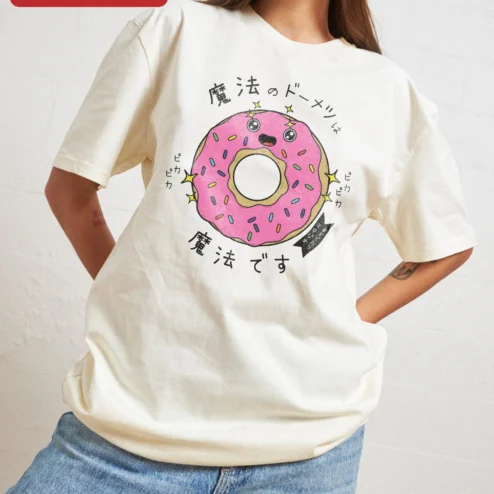 Kawaii Donut Graphic Tee Cute Anime Food Gift