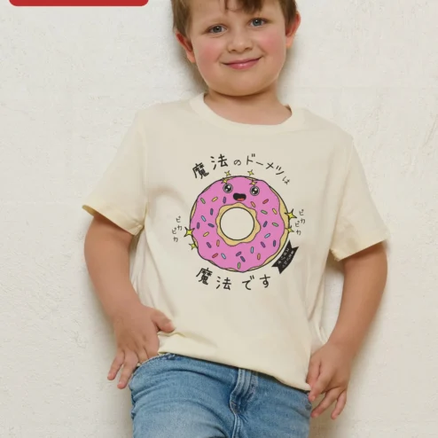 Kawaii Donut Graphic Tee Cute Japanese Anime Style Shirt for Kids