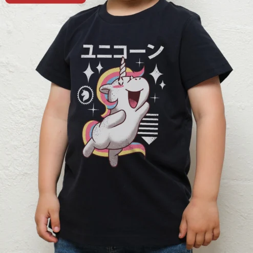 Kawaii Unicorn Graphic Tee for Kids Girls Cute Rainbow Anime Shirt Gift
