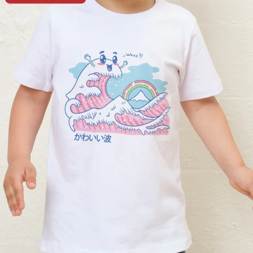 Kawaii Wave Toddler Tee Weee!!! Cute Japanese Style Monster Surf Shirt