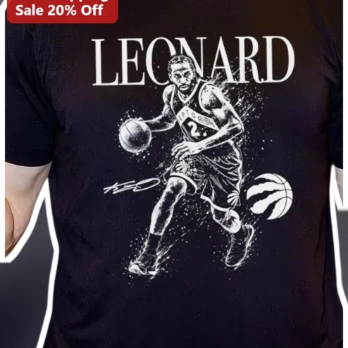 Kawhi Leonard Signature Basketball Player Graphic Tee Black Toronto Raptors Fan Gear
